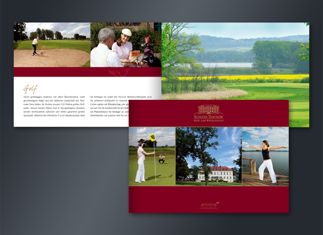 Arcona Schloss Teschow Broschüre Golf Urlaub Hotel Wellness Mattheis Werbeagentur Berlin