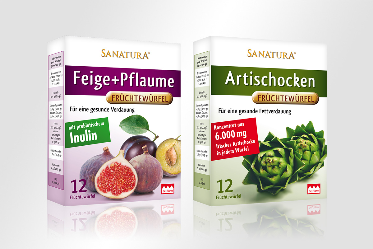 Sanatura Fruchtwürfel Immunsytem Verdauung Faltschachtel mattheis werbeagentur berlin
