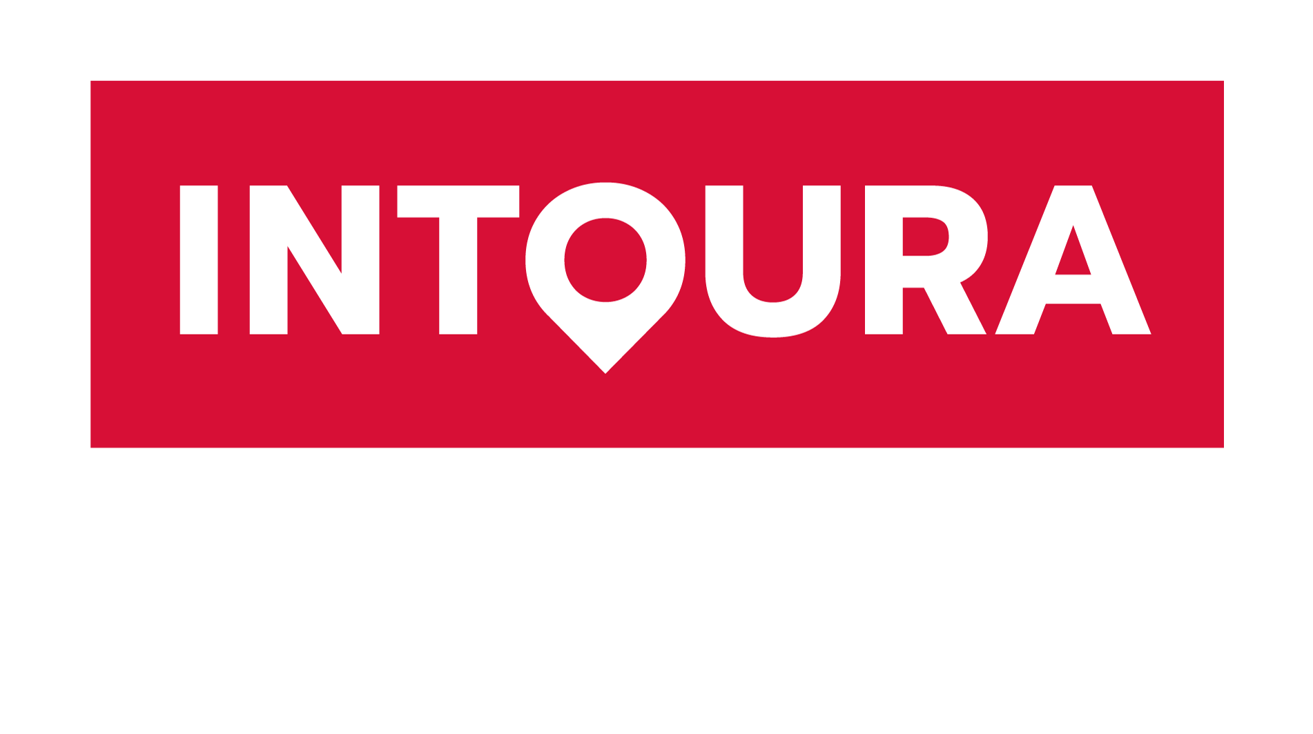 Rotes Rechteck mit INTOURA in fetter weißer Schrift; darunter B2B Agentur für die touristischen Attraktionen Berlins in grau.