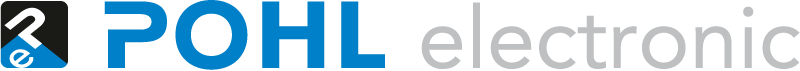 POHL elektronisches Logo für eine B2B Agentur mit blauem und schwarzem Icon, fettem blauem und grauem Text auf weißem Hintergrund.