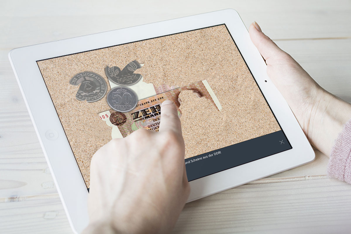 DDR-Geld freiwischen in der Buch-App Gift der Republik