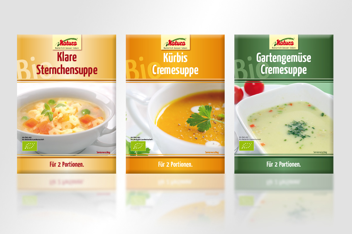 Verpackungsdesign Natura Tütensuppen