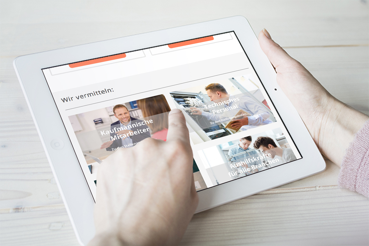 Responsive Webdesign mit Jobseek für H2 Personalmanagement auf dem Tablet