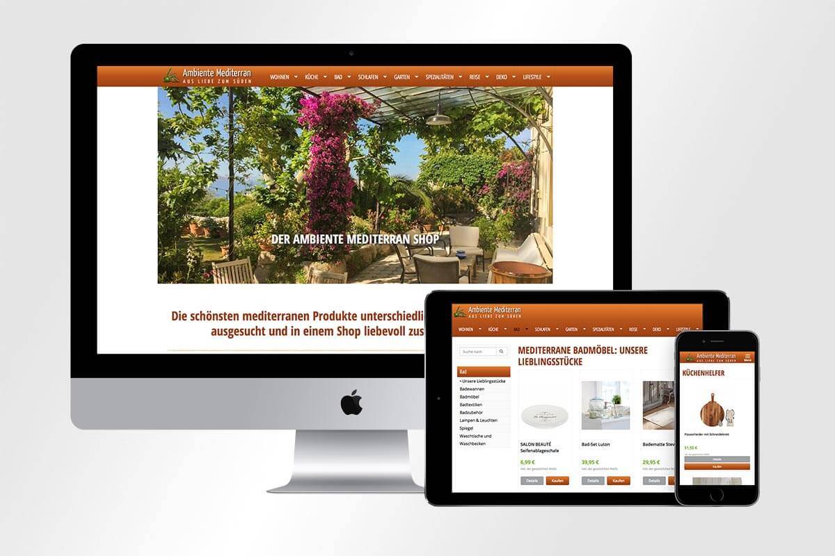 Responsive Webdesign des Ambiente Mediterran Shops | mattheis. Werbeagentur